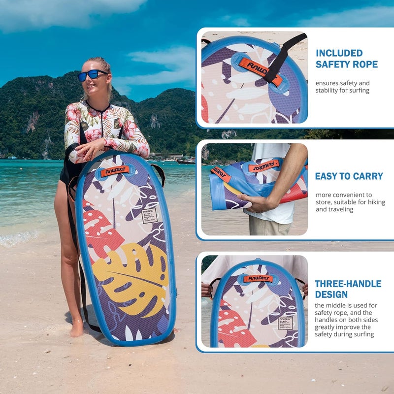 FunWater Body Board - Beach Body Board - Ultra Lightweight PVC Core Body Board for Beach and Pool, with Wrap Wrist Straps, Foldable, Perfect Surf for Teens and Adults - Image 5